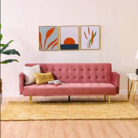 3-Seater Fabric Sofa Bed with Button Tufted