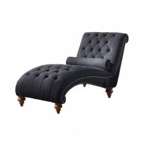 Button Tufting with Toss Pillow Chaise Lounge Chair for Bedroom